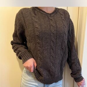 Women's Cable Knit Sweater - Brown